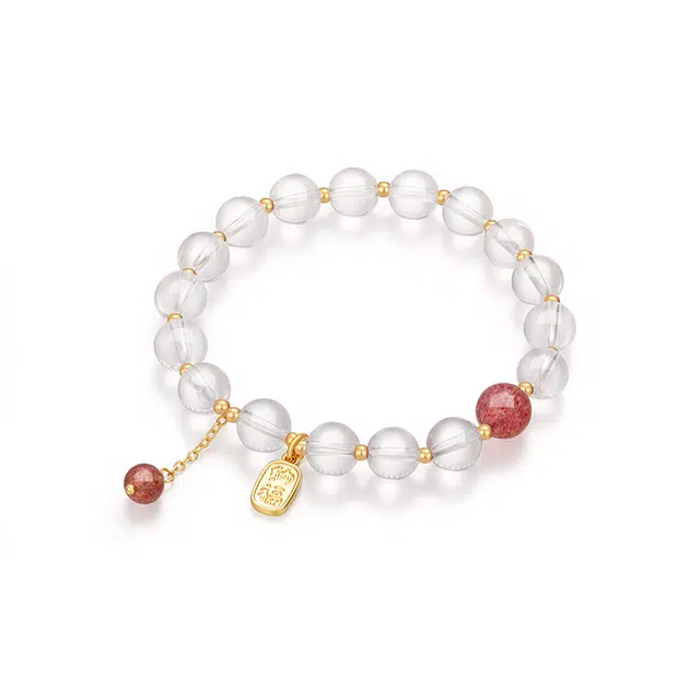 金六福吉祥 【精准桃花】草莓晶招桃花 新中式国风复古少女感高级轻奢精致日常百搭#好运 水晶 手串 男女同款情侣款