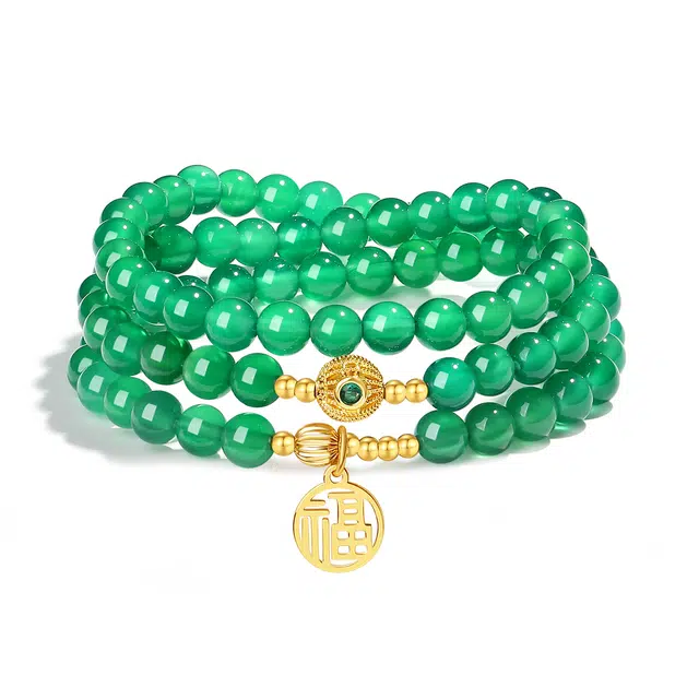 【普陀山官方已过香】 普陀山文创 新中式国风福牌多圈叠戴 民族风轻奢小众高级感手饰#好运礼盒装 玛瑙 手串 女款