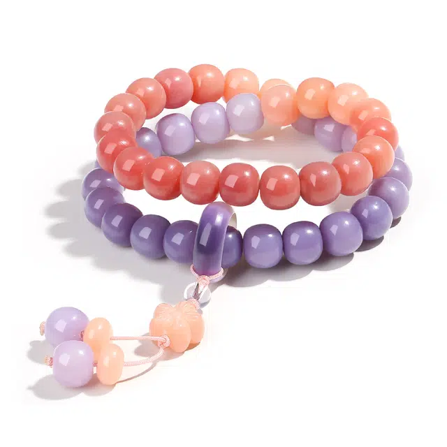 【普陀山官方已过香】 普陀山文创 新中式国风手持文玩温柔气质清新糖果色多圈叠戴手链#好运 闺蜜礼盒装 菩提根 手串 女款