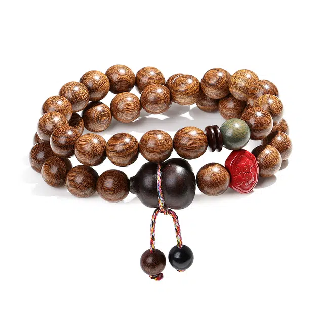 【普陀山官方已过香】 普陀山文创 新中式福禄双全葫芦文玩复古国风平安纳福转运珠佛珠手持#好运 生日送礼礼盒 檀木 木作手串 男女同款情侣款