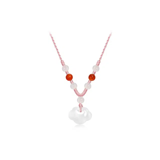 圣诞新年好礼 中国珠宝 祥云如意锁 福运圆满白月光新中式清冷古典国风复古平安顺遂简约百搭好运 玉髓 项链 男女同款情侣款