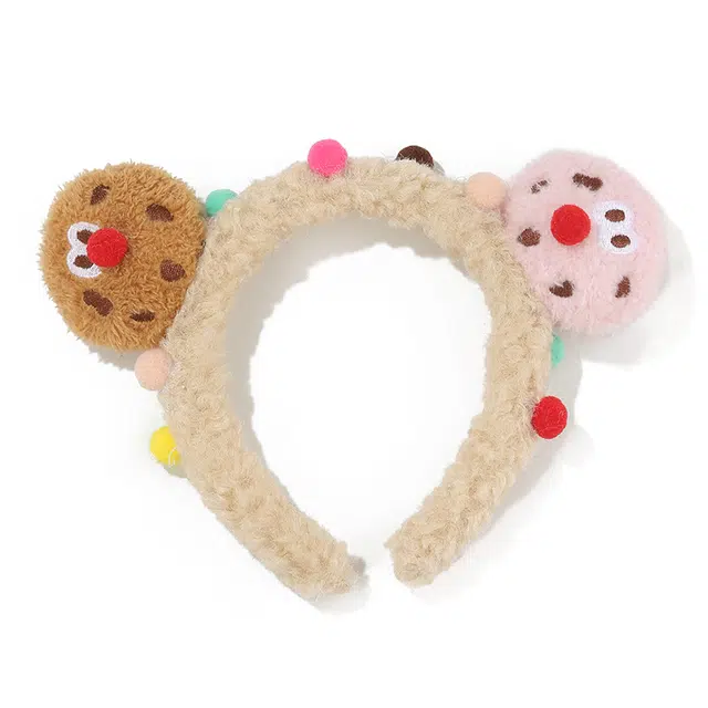 如花梦 丑萌曲奇毛绒卡通可爱洗脸敷面膜 布艺 发箍 女款