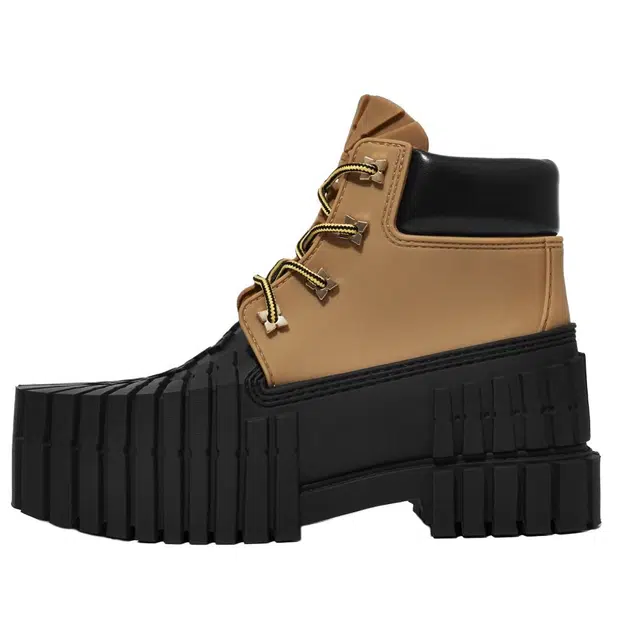 MSCHF Round Toe Lace-Up Boots Black Brown