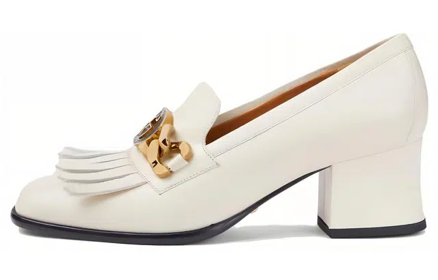 Gucci Leather Block Heel White