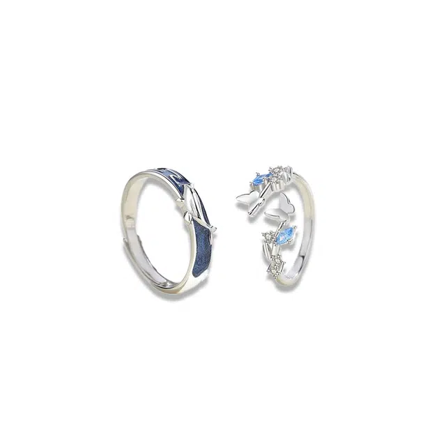 大唐国鼎 云梦蝶鲸时尚简约轻奢小众设计森系高级感优雅甜美精致气质甜妹可爱温柔浪漫百搭 好运 合金 戒指 男女同款情侣款