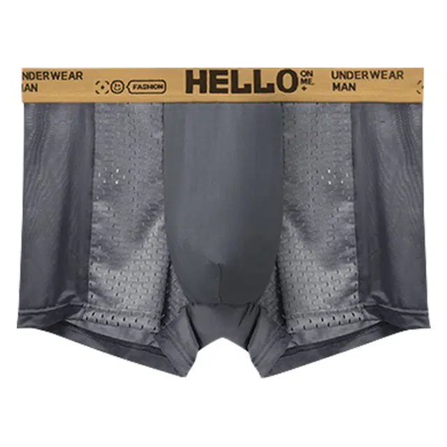 二三二三 冰丝网眼平角吸汗透气薄款速干个性字母橡筋无痕内裤 男款 组合装