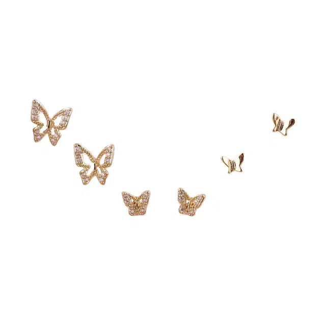 前方大荒野 镂空蝴蝶六件套耳饰 森系小清新 精致轻奢高级感简约时尚设计 日常百搭甜美浪漫迷人 合金 耳钉 女款