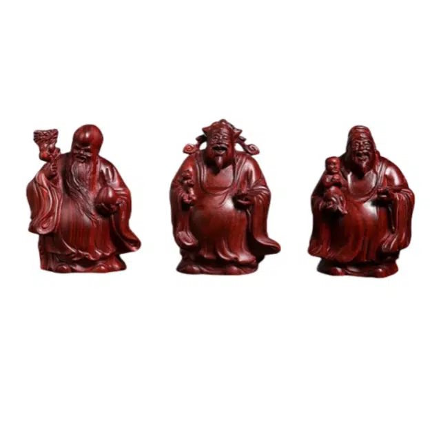 吉千年 新中式复古潮流风 好运 招财进宝 生日寿星 福禄寿 血檀 摆件 男女同款情侣款