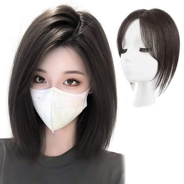 黛姿 中分刘海假发片 双递针工艺 真人发丝 轻薄无痕遮白发