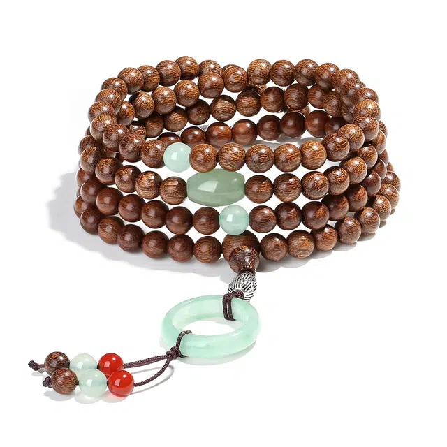 【普陀山官方已过香】 普陀山文创 新中式转运如意平安扣木质文玩多圈叠戴佛珠念珠手持#好运 生日送礼礼盒装 檀木 手串 男女同款情侣款