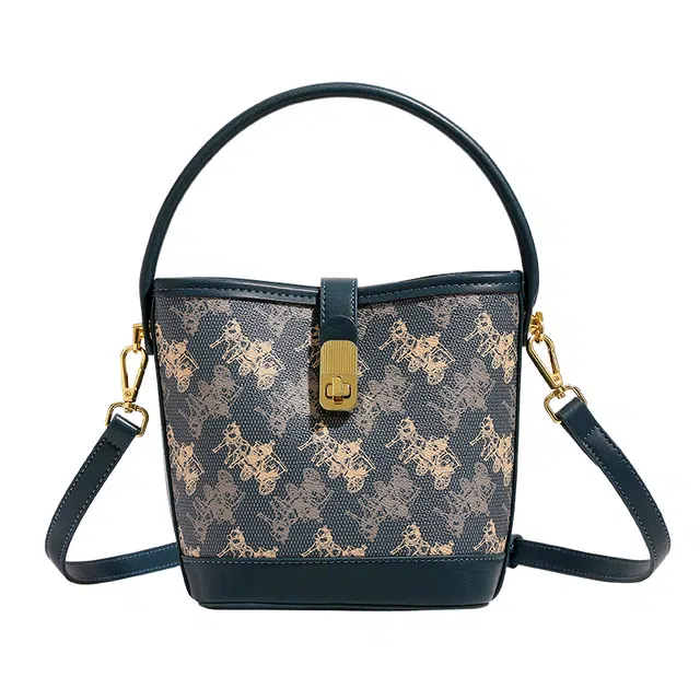 恒源祥 复古时尚潮流 超纤合成革 手提包 女款 蓝色