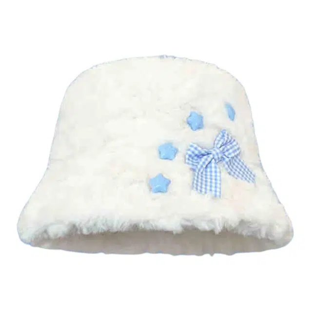 木林森 甜美星星蝴蝶结秋冬季保暖休闲简约百搭显脸小 毛绒 渔夫帽 男女同款情侣款