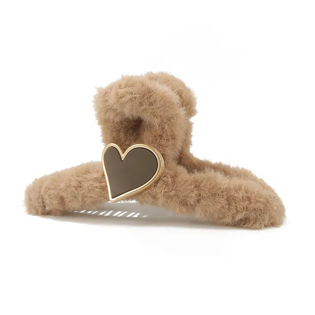 如花梦 秋冬爱心 日韩高级感抓夹大号气质后脑勺盘发头 毛绒 发夹 女款