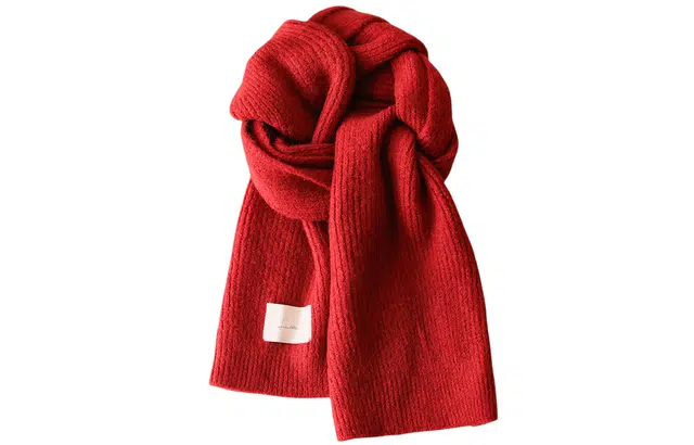 优幽兰 时尚潮流氛围感红色毛线针织百搭韩版高级感加厚保暖休闲穿搭 绒线围巾 女款