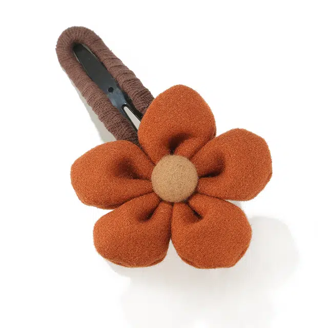 如花梦 秋冬花朵后脑勺大号鸭嘴夹半扎发抓夹一字夹头饰 布艺 发夹 女款