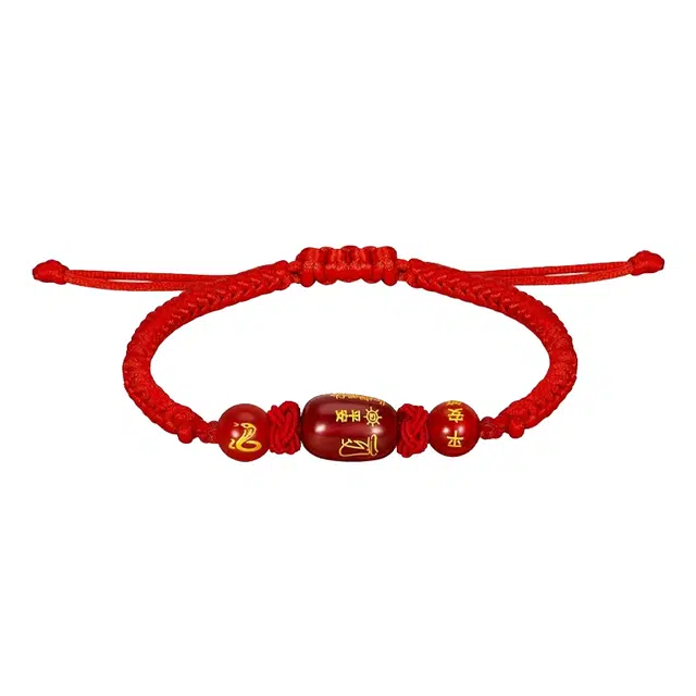 韵系 本命年红玛瑙编织太岁红绳 铜镀金 手链 女款