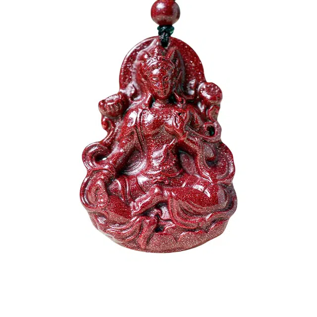 舒杰 新中式国风本命观音国潮 再造辰砂朱砂 项链 男款