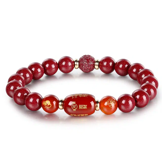 翠雅金楼 本命年中国红十二生肖太岁化解符转运招财 新中式复古国潮大气高级感#好运 再造辰砂朱砂 手串 男女同款情侣款