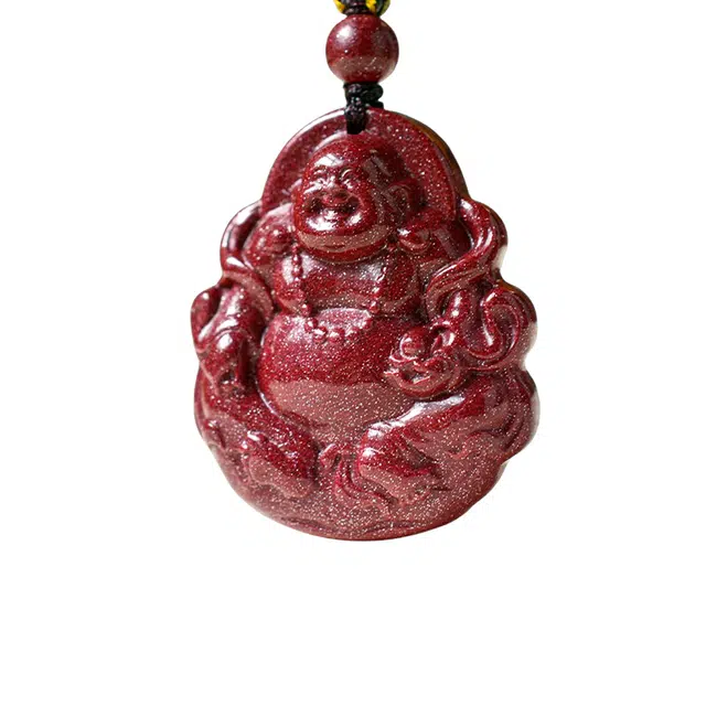 舒杰 本命年转运弥勒佛 再造辰砂朱砂 项链 男女同款情侣款
