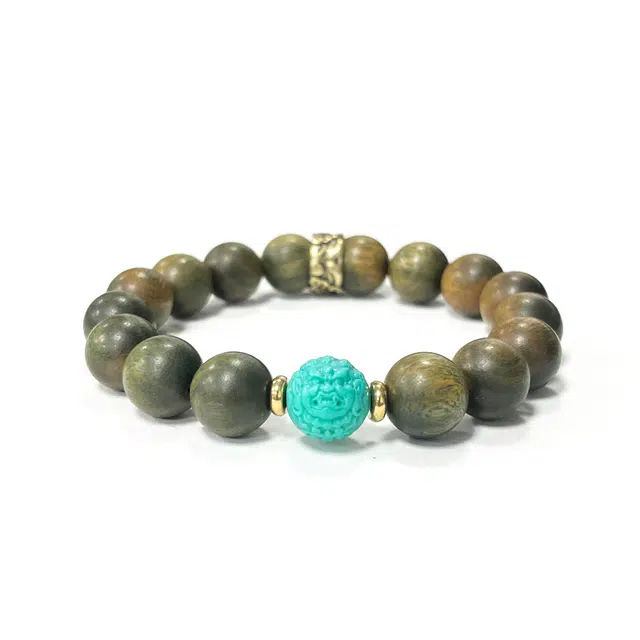 【中国木雕博物馆】 琉堇 许我无忧财源滚滚福寿安康转运珠 大黑天财神降临佛珠 父亲男友车载挂件 新年#好运 绿檀 手串 男女同款情侣款