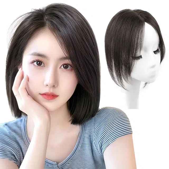 云轻 刘海假发片 真发头顶遮白发无痕补发 自然色/摩卡棕