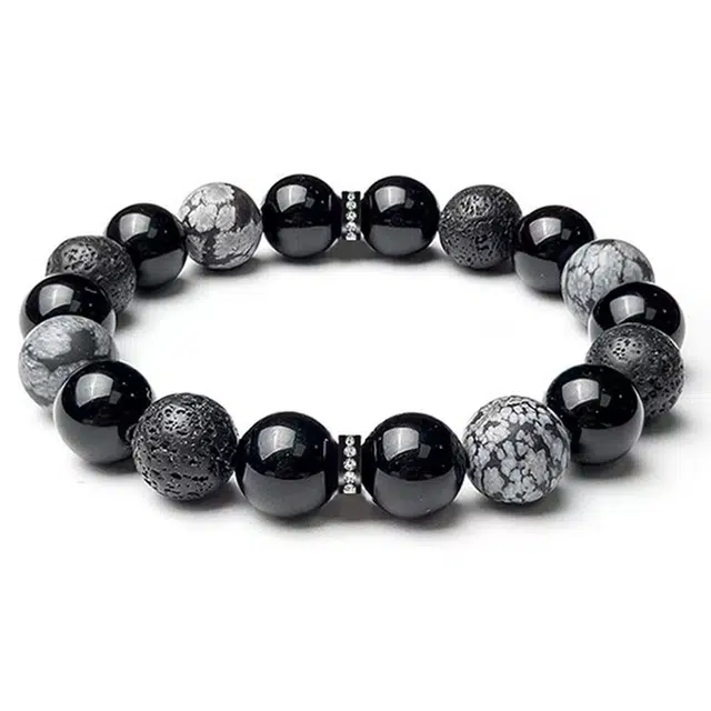 陌阡雪 暗影新中式国潮转运珠纳福 国风复古招财佛珠绕指盘玩念珠小众百搭款 黑曜石 手串 男女同款情侣款