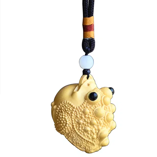 天纵 实木雕刻招财三足 金蟾解压把玩文玩随身盘玩挂件 黄杨木 木作把件 男女同款情侣款