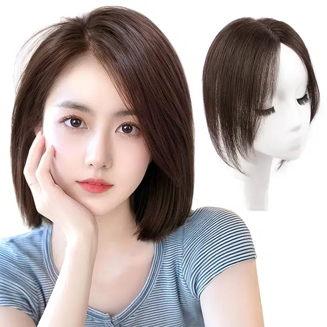 云轻 刘海假发片 真发头顶遮白发无痕补发 自然色/摩卡棕