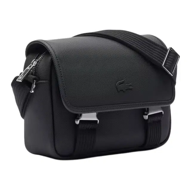 Lacoste Croco Adjustable Strap Shoulder Bag Black