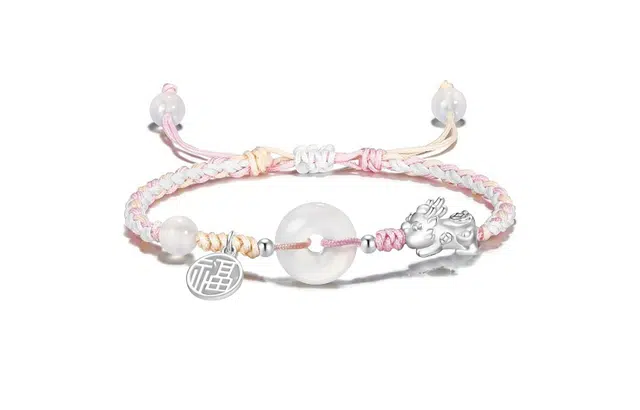 中国珠宝 福牌平安扣手绳 中式国潮 貔貅招财进宝 平安喜乐 好运手饰 玉髓 手链 男女同款情侣款
