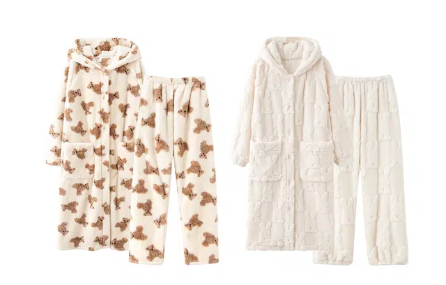 热妒 连帽卡通可爱加厚家居服可外穿睡衣套装 女款 两套装 图片色