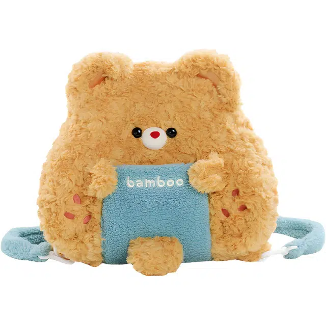 八音象 可爱小熊饭团包双肩包 卡通萌趣 治愈 毛绒绒书包 玩偶周边