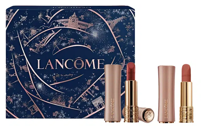 兰蔻 粉金管双支装唇膏圣诞限定彩妆套装 哑光 易上色