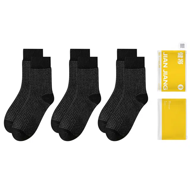 健将 亲肤保暖防臭吸汗抑菌中筒袜 男款 礼袋组合装