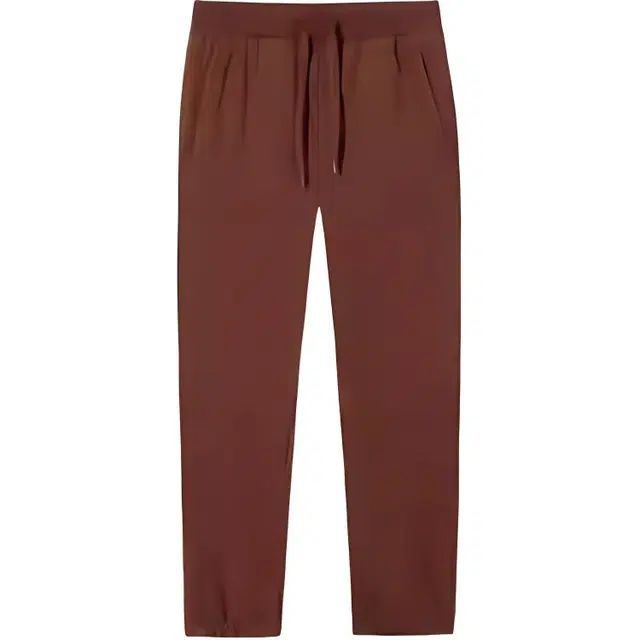 超级安踏 运动生活系列 纯色中腰系带透气百搭束脚针织运动裤 男款 棕褐咖