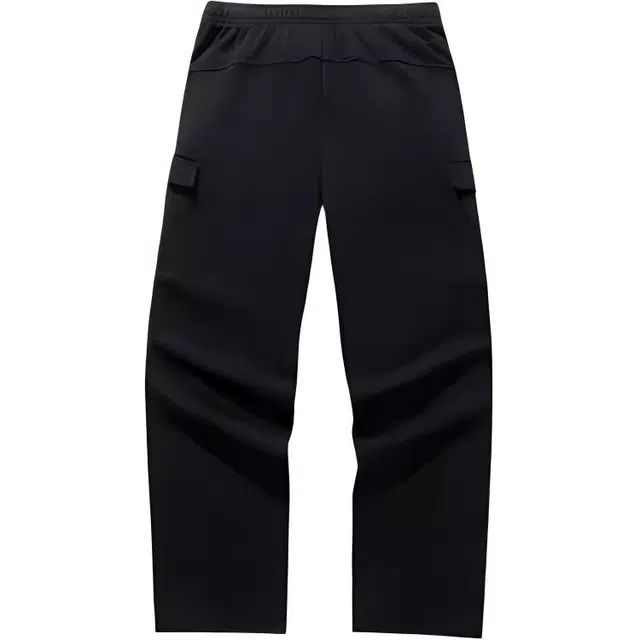 超级安踏 运动生活系列 纯色中腰系带舒适透气百搭宽松直筒休闲裤 男款 基础黑