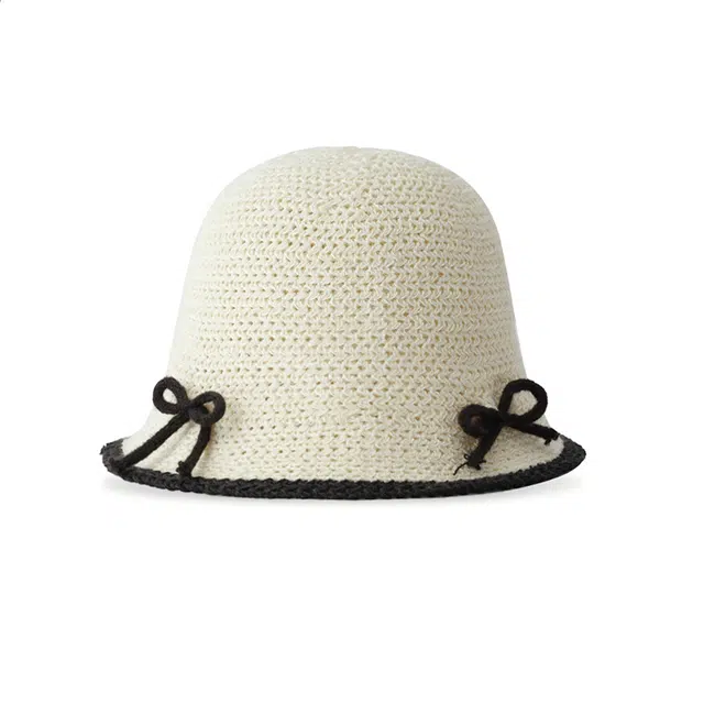 浪莎 甜美可爱百搭蝴蝶结针织渔夫帽女生户外出游防晒遮阳盆帽 涤纶 渔夫帽 女款