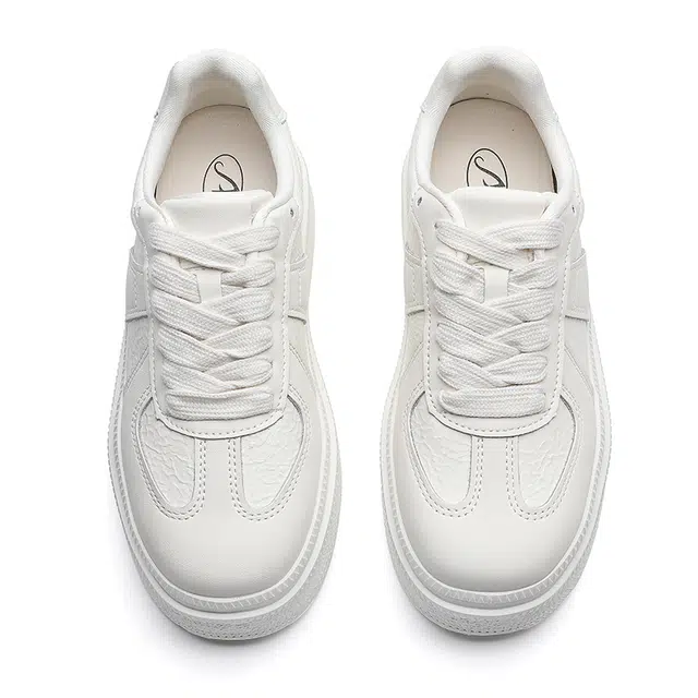 阿比让 白月光系列 牛剖层革 时尚百搭潮流 保暖轻便增高 低帮 板鞋 女款 白色