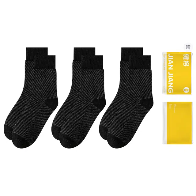 健将 保暖亲肤防臭吸汗抑菌中筒袜 男款 礼袋组合装