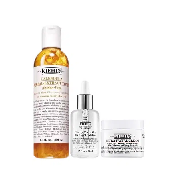 科颜氏 金盏花安白瓶系列 水亮发光护肤套装 祛痘舒缓保湿 三件套