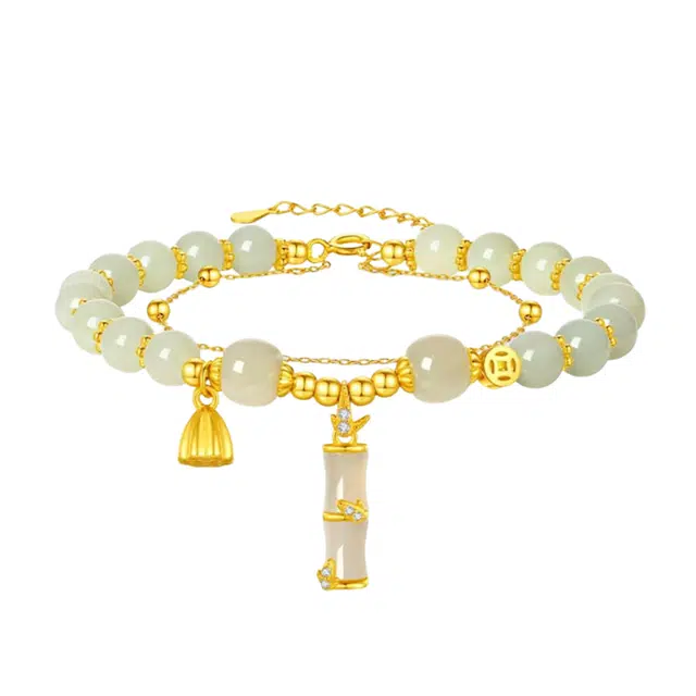 中国珠宝 竹节手饰 节节高升 好运连连 仙风雅韵 灵动婉约 竹节环绕 寓意吉祥 光泽亮丽 玉髓 手链 女款