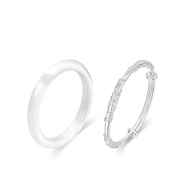 百慕眸 【高品质】冰透温润 繁花似锦 旗袍汉服 女神专属礼盒装 好运白月光 新中式国潮轻奢优雅气质古风清冷感 玻璃猫眼 手镯 女款