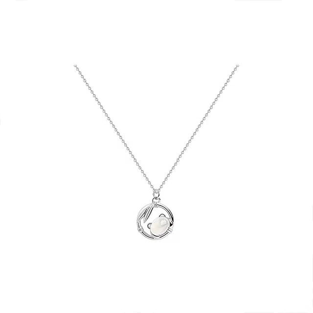 中国珠宝 熊猫珠子锁骨链 轻奢时尚高级感 森系小清新 小众设计感 简约大气 时尚单品 小巧精致百搭 玉髓 项链 女款