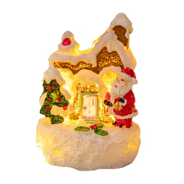 洋娃娃和小熊跳舞 圣诞姜饼屋小房子圣诞老人雪人 微景观树脂摆件 玩具