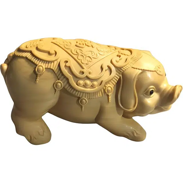 書卓 福猪小众设计 新中式国风气质 高级感 黄杨木 摆件 男女同款情侣款