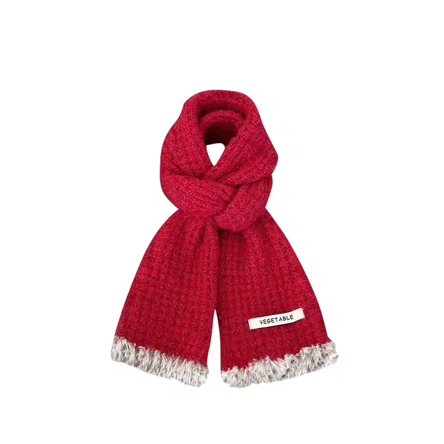 纳兰杜 韩式百搭时尚氛围感加厚保暖高颜值显脸小秋冬必备 聚酯纤维 绒线围巾 女款 卡其色/酒红色