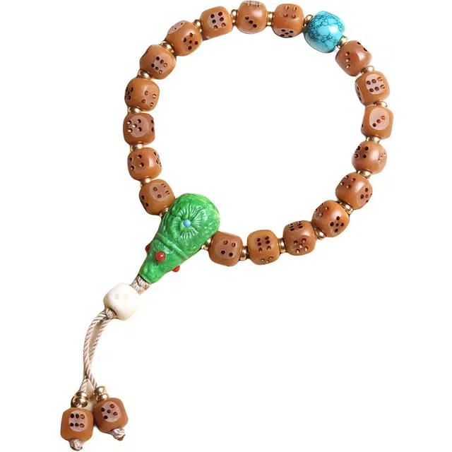 書卓 风化 手工雕刻骰子 吉祥天母法器#好运 搭配牛骨三通 琉璃顶珠 菩提根 手串 男女同款情侣款