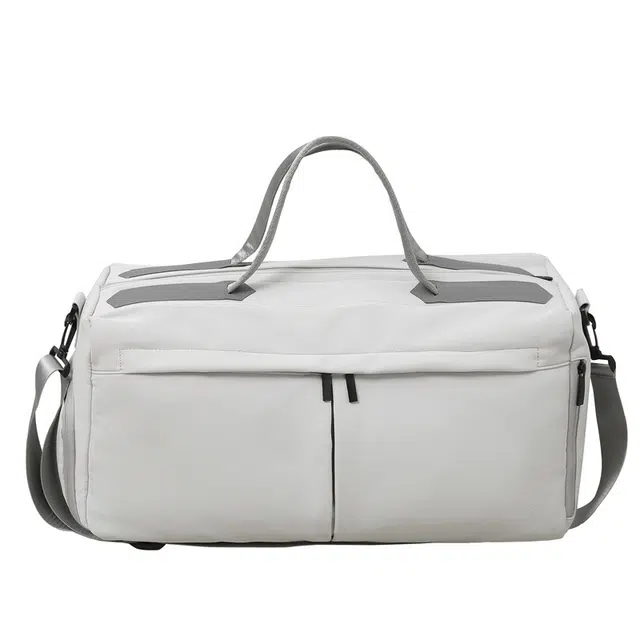 草丛喵喵喵 短途大容量干湿分离 帆布 旅行包 男女同款情侣款 灰色