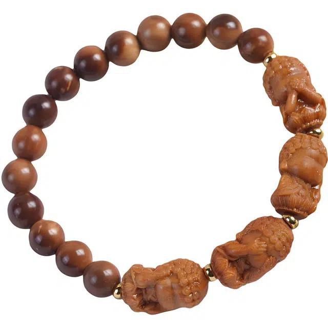 書卓 中式文玩念珠平安福#好运 四不佛雕刻件 库克 手串 男女同款情侣款