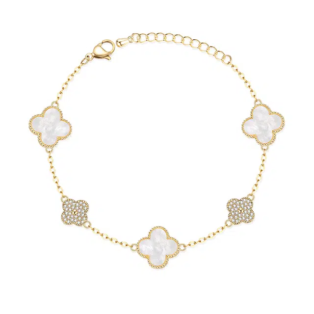 万娜 幸运四叶草 轻奢优雅气质百搭简约时尚精致浪漫小众设计高级感 好运 合金 手链 女款